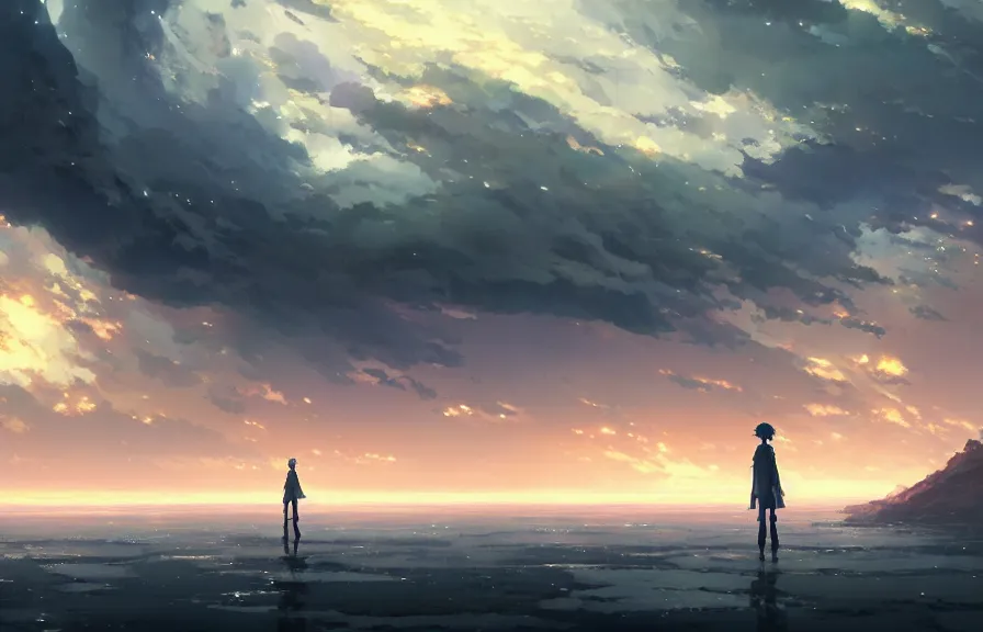 Image similar to makoto shinkai concept art of the hyperstorm cloud dimension, key visual, ambient lighting, highly detailed, digital painting, artstation, concept art, sharp focus, by makoto shinkai and akihiko yoshida and hidari and wlop and greg rutkowski