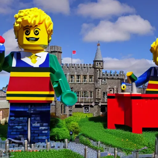 Prompt: boris johnson working at legoland windsor, reality, realistic, detailed, 8 k, award winning, wide shot,