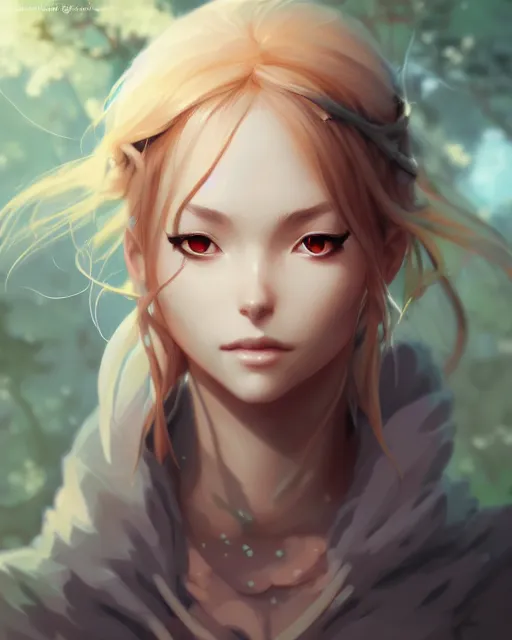 Prompt: portrait of a female druid, simple clothes, fantasy, face like ester exposito, blonde shinkai makoto studio ghibli studio key hideaki anno sakimichan stanley artgerm lau rossdraws james jean marc simonetti elegant highly detailed digital painting artstation pixiv