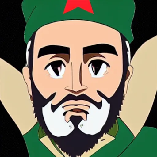 Prompt: fidel castro anime