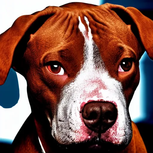 Image similar to red nose american pit bull holding a gun