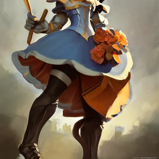 Image similar to greg manchess portrait painting of partially armored alice from alice in wonderland as overwatch character, medium shot, asymmetrical, profile picture, organic painting, sunny day, matte painting, bold shapes, hard edges, street art, trending on artstation, by huang guangjian, gil elvgren, ruan jia, randy vargas, greg rutkowski