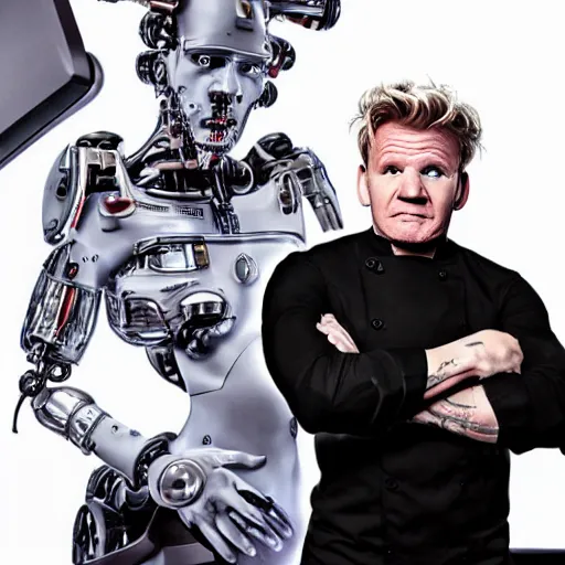 Prompt: Gordon Ramsay as a cyborg