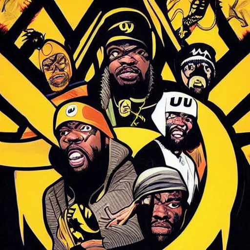 Image similar to wu tang clan album art, comicbook art masterpiece by denys cowan, realistic faces and anatomy