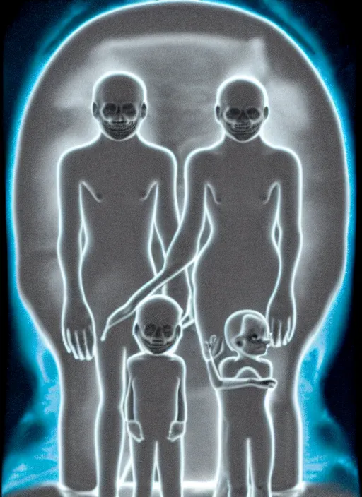 Image similar to mri image of a creepy family in the deep space scanner