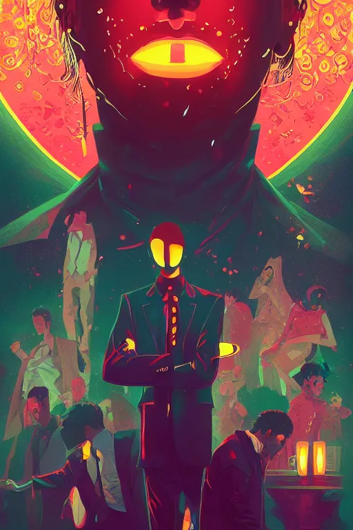 Image similar to A fever of the night, a grime tale of the night fever by the brothers guild, digital painting, artstation, ristan Eaton, victo ngai, artgerm, RHADS, ross draws, anime styled