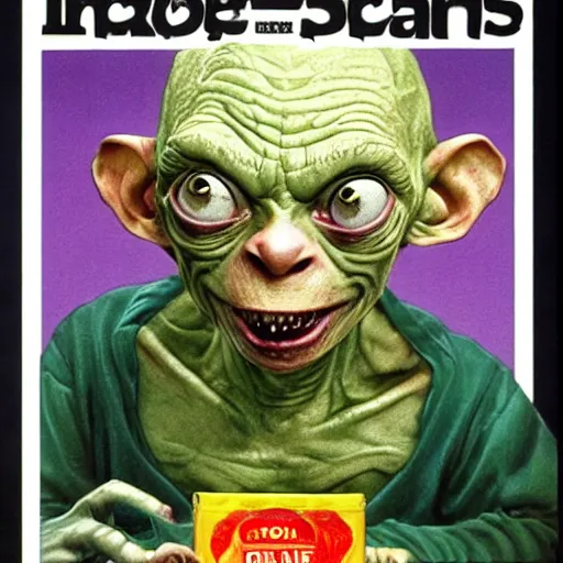 Prompt: Gollum is smoking crack, anti-drug ads, 1990\'s