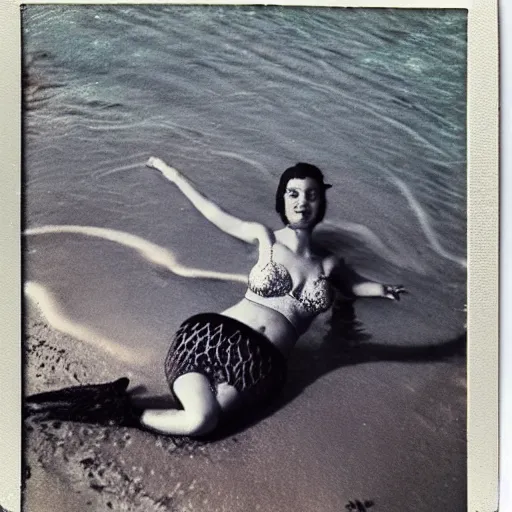 Prompt: vintage mermaid, polaroid