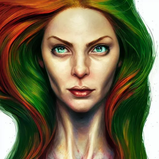 Image similar to jean grey, a full body portrait of jean grey, green eyes, red hair, phoenix rising, flames, flying, comic, x - men, highly detailed, artstation, deviantart, symetry, digital painting, vivid colors, realistic shaded perfect face, volumetric lighting, atmospheric, sharp focus, moody, art by artgerm and greg rutkowski, 8 k