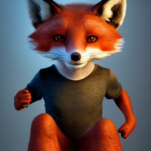 Prompt: an anthropomorphic fox wearing a t-shirt and leans, sitting on a couch, 8k resolution matte fantasy painting, cinematic lighting, DeviantArt, Artstation