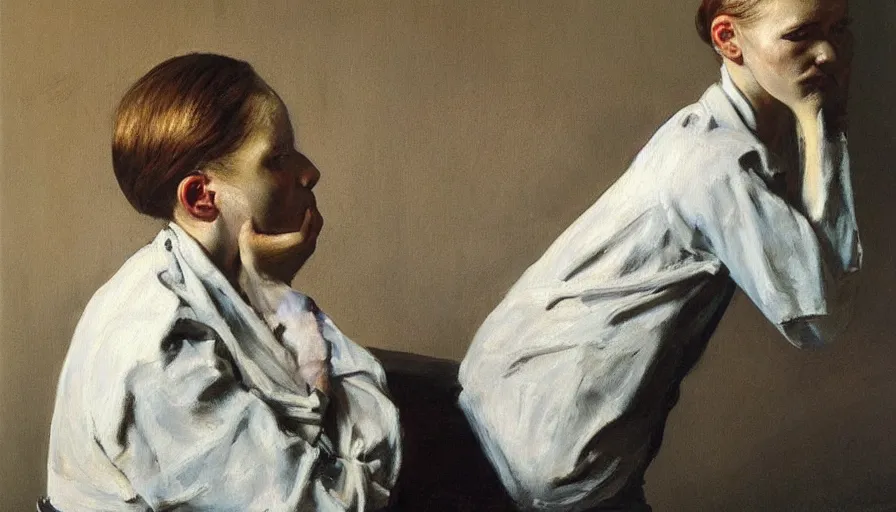 Image similar to painting by borremans, drama queen, detailed, stunning