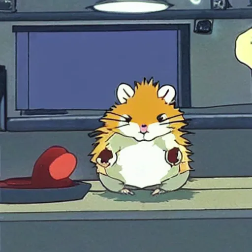 Image similar to a hamster in cowboy bebop