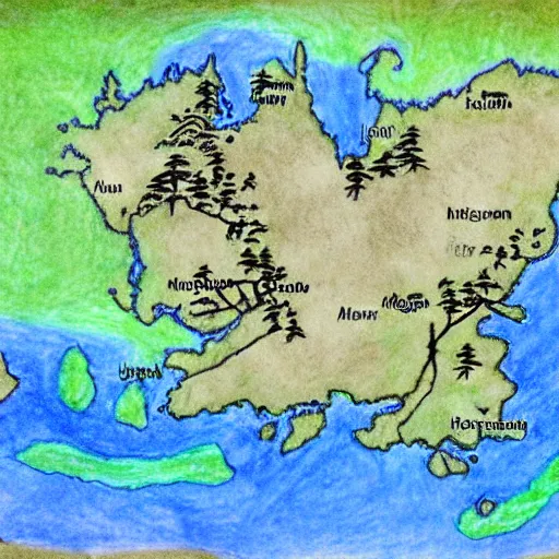 Image similar to Skyrim map drawn by a child with crayon