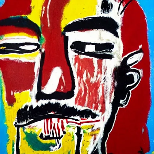 Image similar to frank zappa portrait painted by jean michel - basquiat