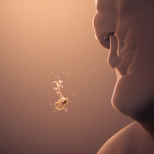 Image similar to man made of smoke simulation smoke particles octane render houdini mesh emitting particles