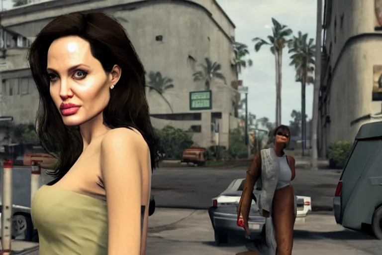 Image similar to angelina jolie in a gta v loading screen