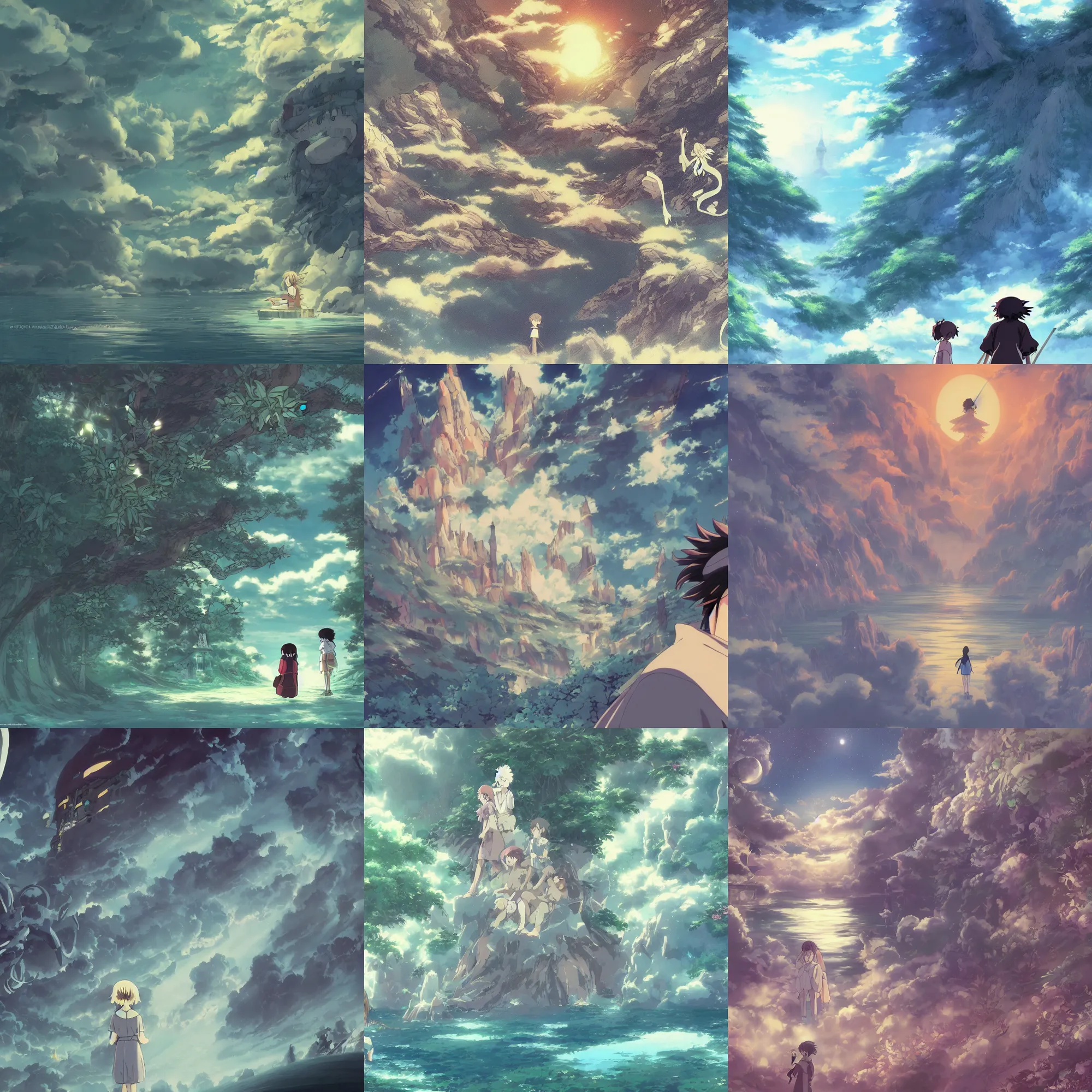 Prompt: a beautiful mysterious anime wallpaper from studio ghibli, trending on artstation