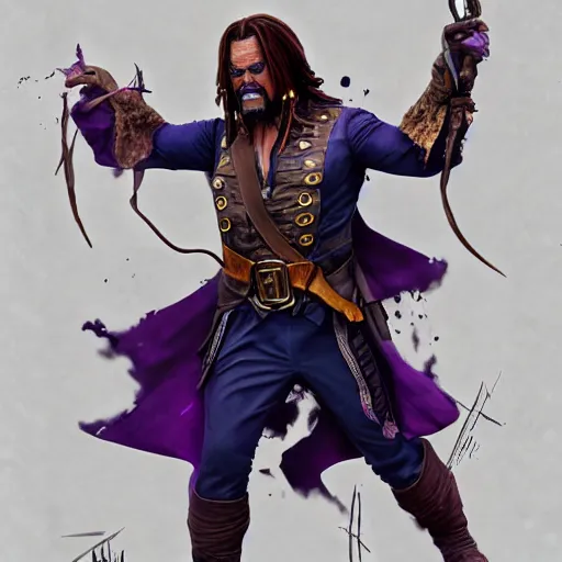 Image similar to thanos as jack sparrow, highly detailed, trending on artstation