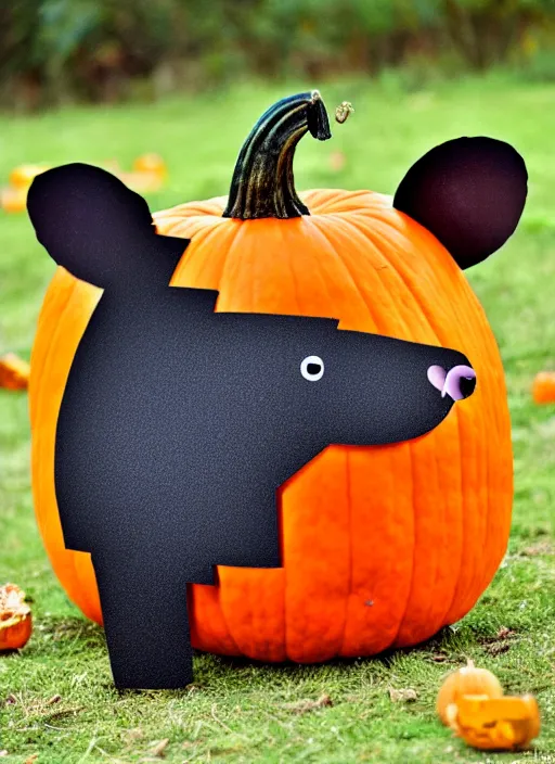 Image similar to tapir animal as a pumpkin, animal tapir, vegetable, pumpkin