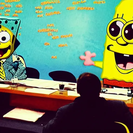Image similar to “SpongeBob in the situation room”