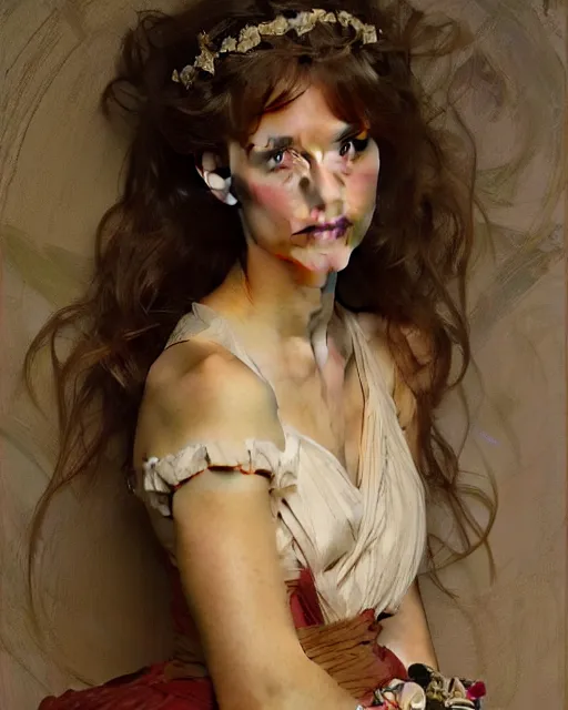 Image similar to a portrait painting of a shy, blushing 1 6 - year old alicia vikander or millie bobby brown as a princess lying on her back on a wooden floor, hair fanned around, intricate, elegant, highly detailed, artstation, concept art, by krenz cushart and donato giancola and william adolph bouguereau and alphonse mucha