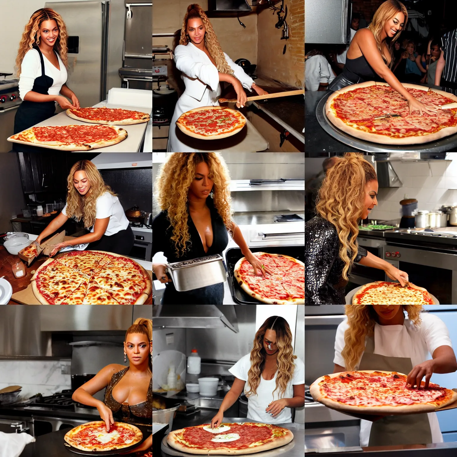 Prompt: beyonce making pizza