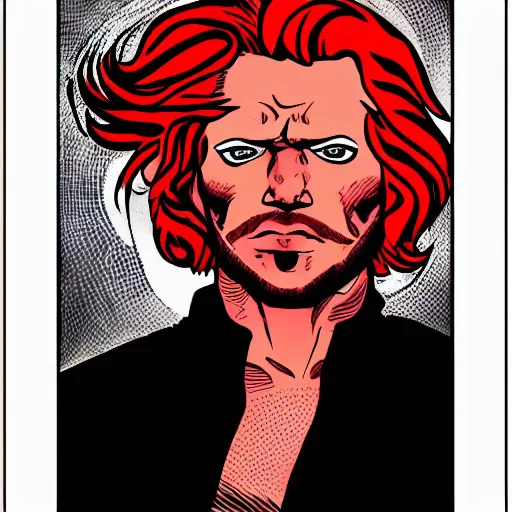 Prompt: a red headed man, comic book, art, portrait,