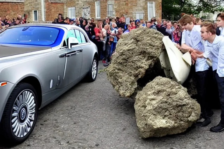 Image similar to stoned teenagers decided to drown Rolls-Royce