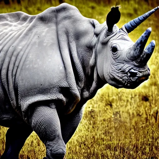 Prompt: grey rhino unicorn, animal photography