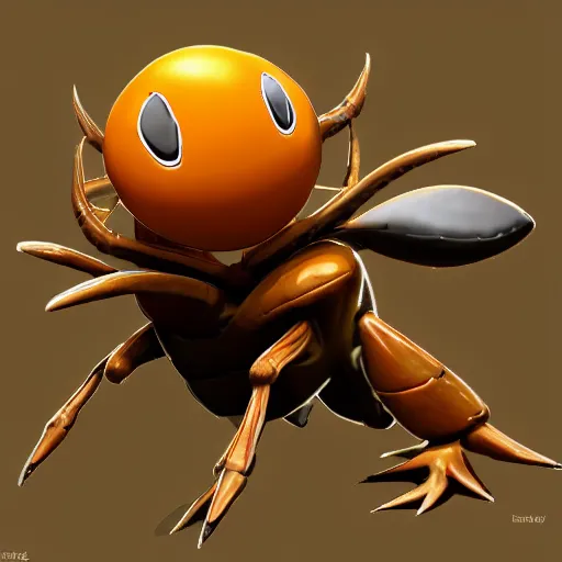 Prompt: A pokemon that looks like a beetle,The body is a large pumpkin,Trending on art station. Unreal engine.