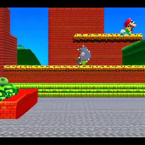 Prompt: this Super Mario 64 screenshot does not exist