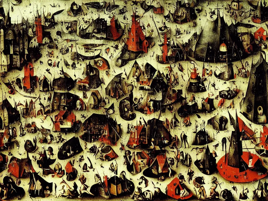 Image similar to wall street trading floor by hieronymus bosch