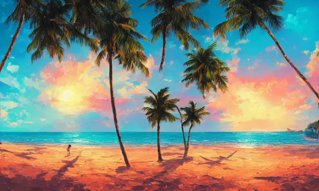 Image similar to paradise beach by alena aenami artworks in 4 k