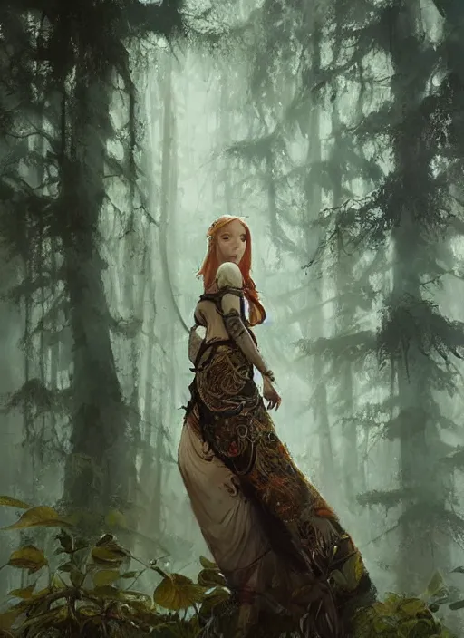 Image similar to female seductive forest legend of zelda queen of nature, beautiful face, rule of thirds, intricate outfit, backlit, by art germ, greg rutkowski, by jeremy mann, digital painting