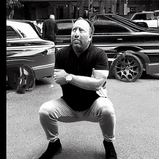 Prompt: “ alex jones on his knees crying over having lost all his money ”