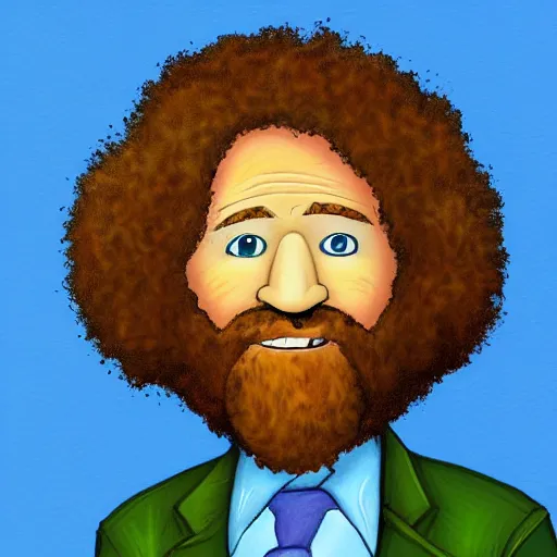 Image similar to a portrait of bob - ross!!!!!! or an avocado