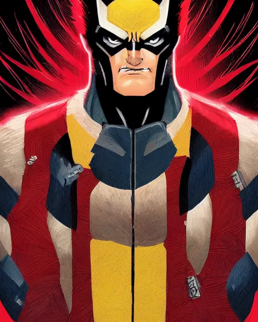 Image similar to portrait comic art of marvels wolverine, black and red color scheme, by inhyuck lee