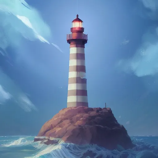 Image similar to a beautiful painting of a singular lighthouse, by ross tran, beeple, richie mason and makoto shinkai, trending on artstation, 3 d art