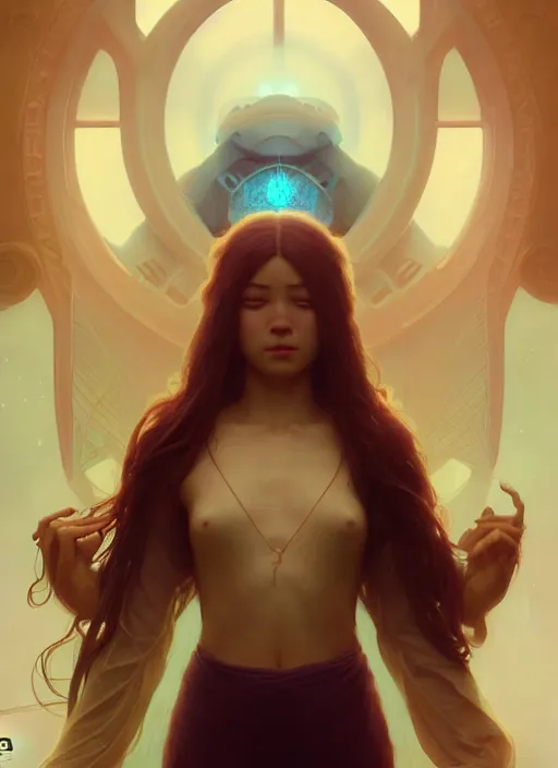 Prompt: dreamy subconscious, by greg rutkowski, symmetry, concept art by artgerm, distance render portrait of a hyper realistic, pixar, intense, epic, powerfull, alphonse mucha, octane render, highly detailed, high quality, 8 k, soft lighting, path traced, and uang guangjian and gil elvgren, symmetry!!