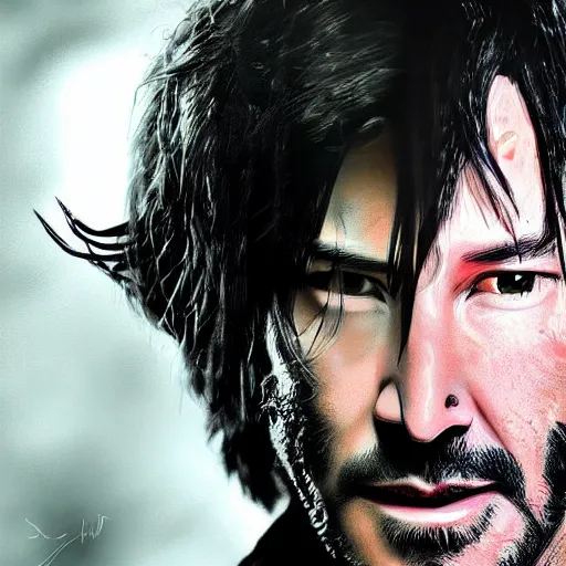 Image similar to keanu reeves as wolverine with yellow mask digital art 4 k detailed super realistic