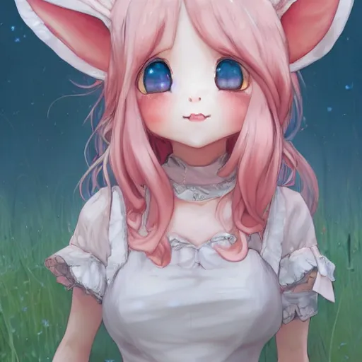 Image similar to very beautiful!!!!!! digital painting of a blushing pink-haired rabbit girl masterpiece!!!!!!, neko, maid, wlop, cinematic lighting, highly detailed, digital painting, artstation, concept art, smooth, sharp focus, illustration, art by Akihiko Yoshida, Greg Rutkowski and Alphonse Mucha 4k, 8k, ultra HD, render in octane