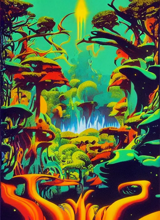 Prompt: rave poster by Roger Dean