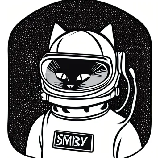 Prompt: a smug cat wearing a space helmet, vector art