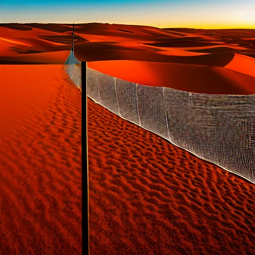 Prompt: bio-sensor net for monitoring the australian desert, XF IQ4, 150MP, 50mm, F1.4, ISO 200, 1/160s, dawn