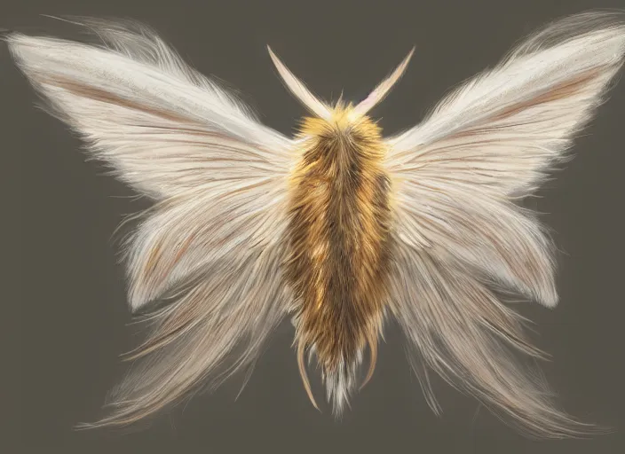 Prompt: detailed concept art of a huge angel - winged moth, fluffy moth by cheng yi and luolin, artstation, artstationhd
