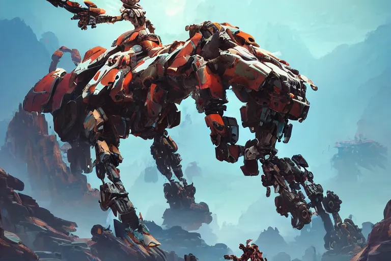 Image similar to scrapper machine mecha animal beast robot of horizon forbidden west horizon zero dawn bioluminiscence, behance hd by jesper ejsing, by rhads, makoto shinkai and lois van baarle, ilya kuvshinov, rossdraws global illumination