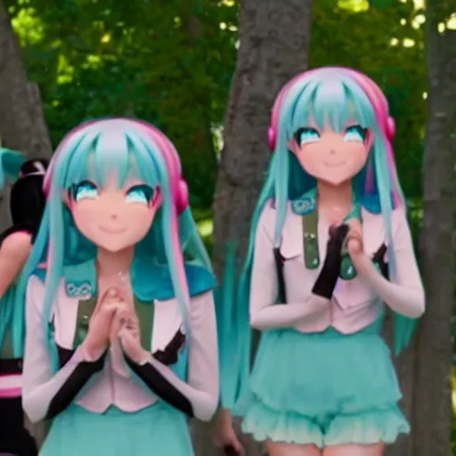 Prompt: hatsune miku in the movie midsommar