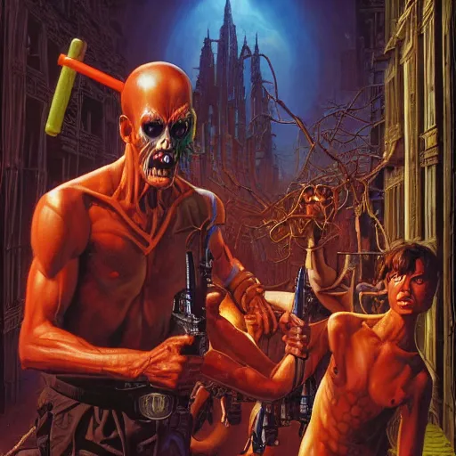 Prompt: high quality high detail painting by david mattingly and brom and ralph mcquarrie and richard corben, hd, realistic matte painting, photorealistic lighting, modern supernatural urban horror