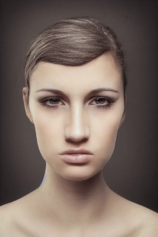 Image similar to “headshot of a French model, artsy”