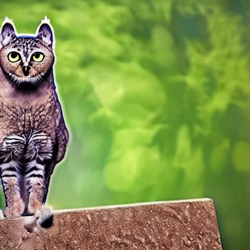 Image similar to a feline owl - cat - hybrid, animal photography